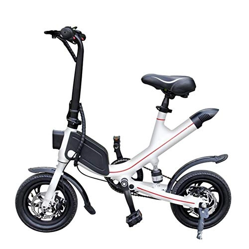 Electric Bike : Electric Bike Folding Pedal Assist Portable cycling eBike For Commuting Store in Caravan Home Boat, 350W / 36V Motor with Front LED Light for Adult, White