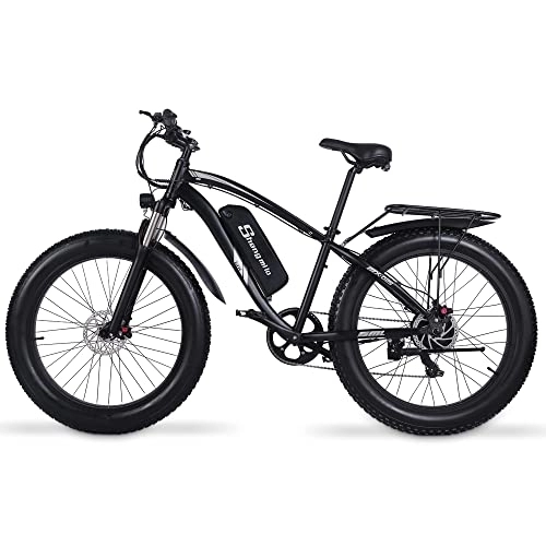Electric Bike : Electric Bike for 48V 17AH, Adults Mountain Ebike with Removable Battery, Fat Tire Electric Bicycle with Shimano 7 Speed / Suspension Fork / LED Display