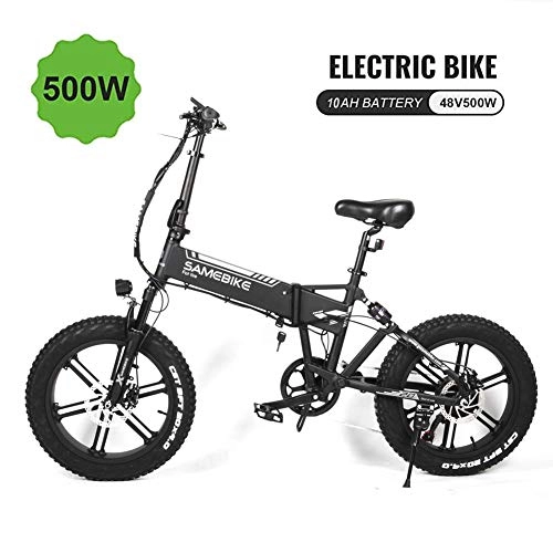 Electric Bike : Electric Bike for Adult Foldable 4 modes 48V 500W 10AH 20 x 4.0 Inch Fat Tire 7 speed Disc Brake with LCD Screen for Outdoor Cycling Travel Commuting, Black