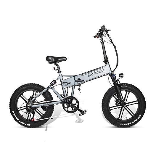 Electric Bike : Electric Bike for Adult Foldable 48V 500W 10AH 20 x 4.0 Inch Fat Tire 7 speed for mountain bike snow bike, Silver