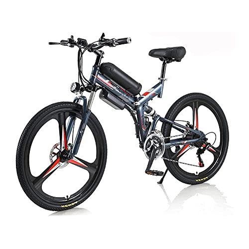Electric Bike : Electric Bike For Adult Men Women, Folding Bike 350W 36V 10A 18650 Lithium-Ion Battery Foldable 26" Mountain E-Bike With 21-Speed Shimano Transmission System Easy To Folding(Color:Grey)