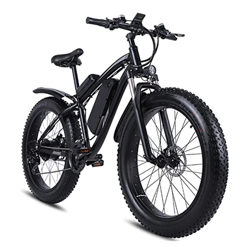 Electric Bike : Electric Bike for Adults 1000W 48V Motor 26 inch 4.0 Fat Tire 300 Lbs 30 Mph Electric Mountain Beach Snow Bicycle for Men E bike (Color : Black)