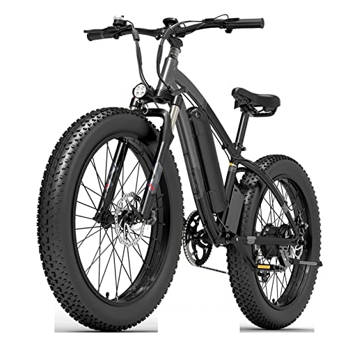 Electric Bike : Electric Bike for Adults 25 Mph 1000W 48V Power Assist Electric Bicycle 26 X 4 Inch Fat Tire E-Bike 13ah Battery Electric Bike (Color : Black)