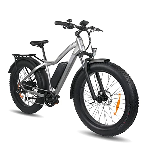 Electric Bike : Electric Bike for Adults 26 Inch Full Terrain Fat Tire 750W Electric Snow Bicycle 48V Li-Ion Battery Ebike for Men (Color : Light grey)