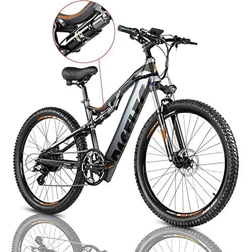 Electric Bike : Electric Bike for Adults 27.5'' Full Suspension Mountain E-bike Powerful Motor Bicycle with 48v 13AH Removable Battery Ebike Aluminum Frame Dual Suspension E-MTB 9 Speed Gears & Power Regenerative