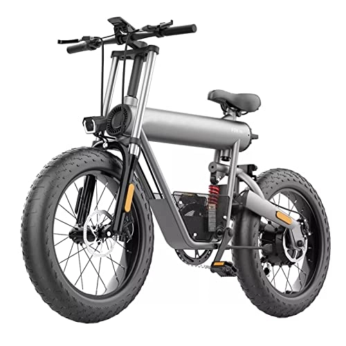 Electric Bike : Electric Bike for Adults 300 Lbs 25 Mph Electric Mountain Bicycle 500W 48V Fat Tire 20 Inch Fat Tire Ebike (Color : Space grey, Motor : 48V 500W)