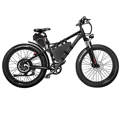 Electric Bike : Electric Bike for Adults 330 Lbs 40mph Electric Bike 2000W Motor with Removable 48V 31.5ah Li-Ion Battery 26 Inch Fat Tire 7 Speed Electric Bicycle (Color : Black, Motor : 48v 2000w)