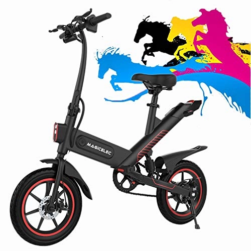 Electric Bike : Electric Bike for Adults 350w Motor, LED Lighting, 10Ah High Capacity Battery, 14 Inch Tires, 3 Working Modes, Long Distance of 60 km, Central Shock Absorber, IP54 Waterproof Rating E-Bike