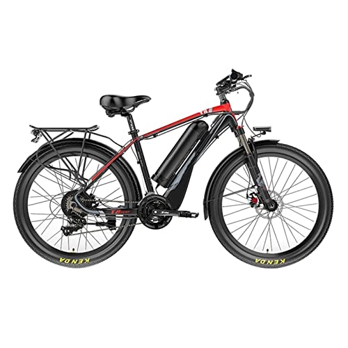 Electric Bike : Electric Bike For Adults 500W 48V Mountain Electric Bikes For Men, Electric Bicycle 10ah Lithium Battery Ebike, 20MPH (Color : Black)