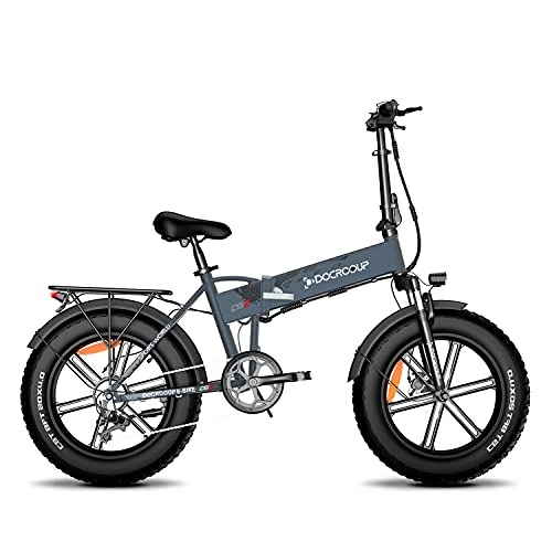 Electric Bike : Electric Bike for Adults - Docrooup DS2 Folding Electric Bicycle 750W Motor 48V 12Ah Removable Battery 20x4'' Fat Tire Ebike Maximum 28MPH Snow Beach Mountain E-Bike 7-Speed (grey)