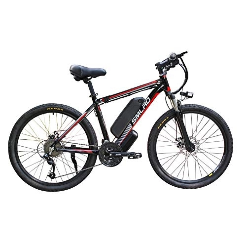 Electric Bike : Electric Bike for Adults, Electric Mountain Bike, 26 Inch 240W Removable Aluminum Alloy Ebike Bicycle, 48V / 10Ah Rechargeable Battery for Outdoor Cycling Travel Work Out, Black Red, 26 In
