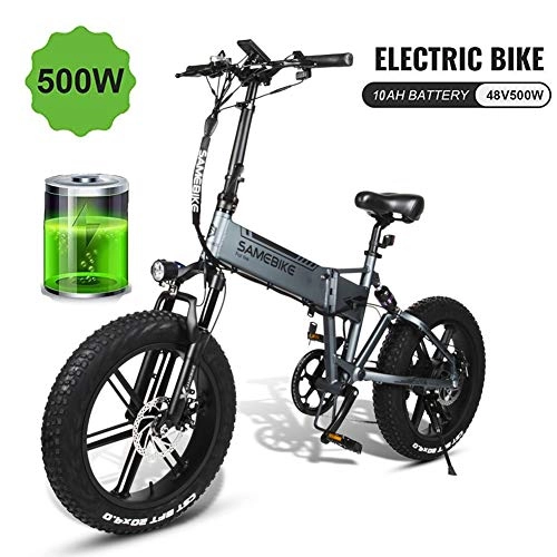 Electric Bike : Electric Bike for Adults Folding Ebike 48V 500W 10AH 20 x 4.0 Inch Fat Tire 7 speed Disc Brake with LCD Screen for Sports Outdoor Cycling Travel Commuting, Silver