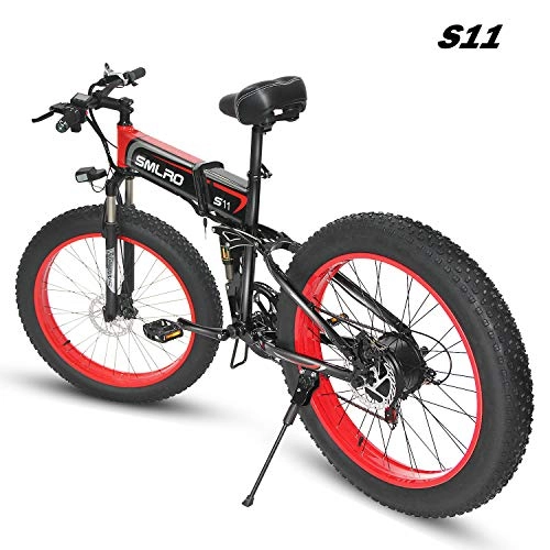Electric Bike : Electric Bike, Kudout 800W 21 Speeds 48V 26 inch Fat Tire Mens Mountain E-Bike with Hydraulic Disc Brakes and LCD Display Folding EBike(Removable Lithium Battery) MX01