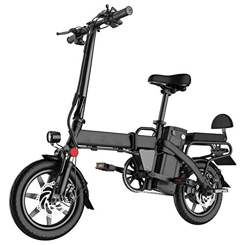 Electric Bike : Electric Bike, Quick Folding, 48V 250W Silent Motor, Disc Brake, Short Charge Lithium-Ion Battery, Battery Capacity Selectable, Black-12Ah / 576Wh