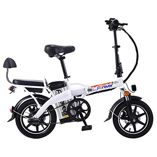 Electric Bike : Electric Bike Scooter 350W Folding E-bike with 48V Lithium Battery, City Bicycle Max Speed 25 km / h, Cruising Range: 70~80 km, Intelligent remote key, White