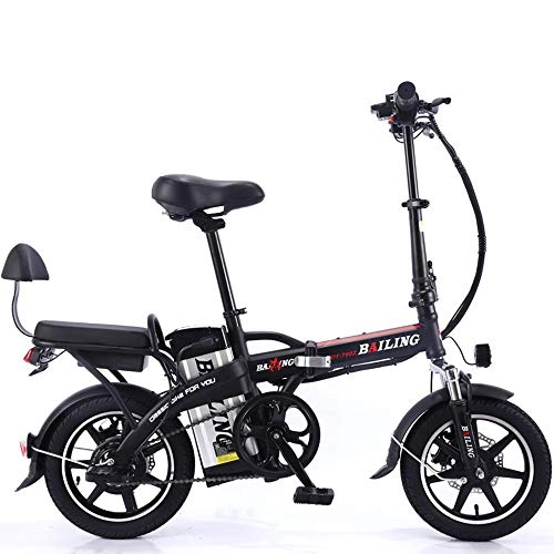 Electric Bike : Electric Bike Urban Commuter Folding E-Bike, 25Km / H, Driving range 120~130KM, 350W / 48V 32AH Removable Charging Lithium Battery, Unisex Bicycle - Black