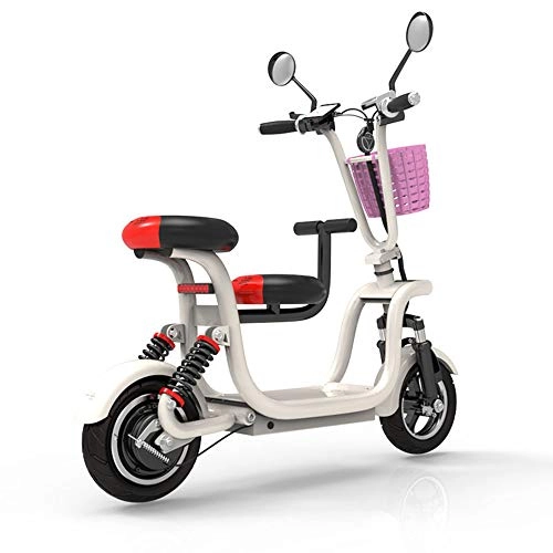 Electric Bike : Electric Bike Urban Commuter Folding E-Bike, 37Km / H, Cruising Range: 60KM, Alarme lectronique de dmarrage / induction, 48V 13AH Lithium Battery, With Small Seat - White