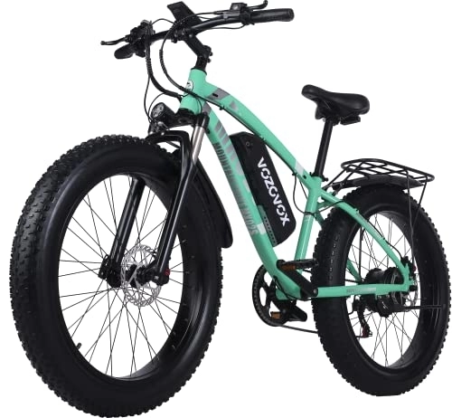 Electric Bike : Electric Bike, VOZCVOX E-Bike 26 * 4.0 Electric Bike For Adults Removable 48V / 17AH Battery, Shimano 7-Speed Fat Tire Electric Bicycle