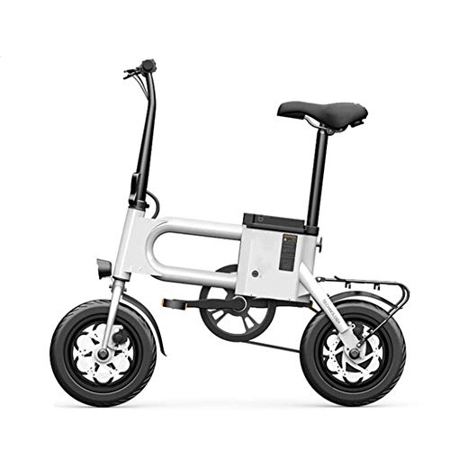 Electric Bike : Electric Bikes, 12 Inch Fold Electric Bikes, 250W Motor 25Km / H with Front LED Light, Mileage 30-35Km Lightweight Alloy Folding Bike, Load 150Kg, White