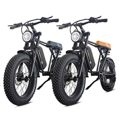 Electric Bike : electric bikes 20 Inch Off-Road EBIKE for Adults with 48V 20AH Detachable Lithium Ion Battery7 Speed Snow Bike with Dual Shock Absorbers and Brush-less Motor (1000w ebike black and brown SE2 2pcs)