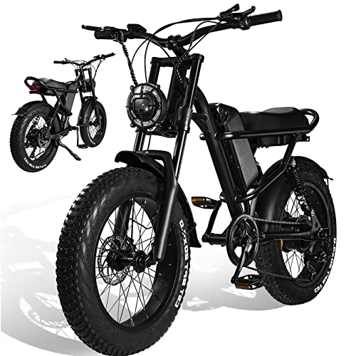 Electric Bike : electric bikes 20 Inch Off-Road EBIKE for Adults with 48V 20AH Detachable Lithium Ion Battery7 Speed Snow Bike with Dual Shock Absorbers and Brush-less Motor (1000w ebike black se3)