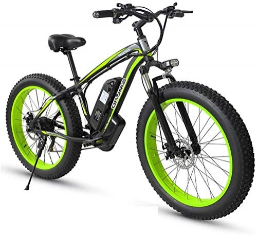 Electric Bike : Electric Bikes, 21 Speed 1000W Electric Bicycle 26 4.0 Fat Bike 5 PAS Hydraulic Disc Brake 48V 17.5Ah Removable Lithium Battery Charging, E-Bike (Color : Green, Size : 1000w15Ah)