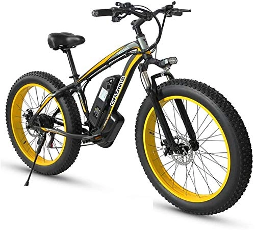Electric Bike : Electric Bikes, 21 Speed 1000W Electric Bicycle 26 * 4.0 Fat Bike 5 PAS Hydraulic Disc Brake 48V 17.5Ah Removable Lithium Battery Charging, E-Bike (Color : Yellow, Size : 1000w15Ah)