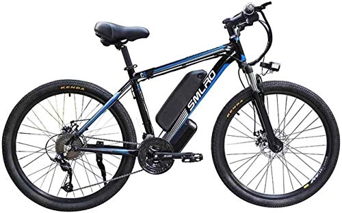 Electric Bike : Electric Bikes, 26-inch Adult Electric Bike, 27-Speed-Dating Removable Battery Mountain Bike 48V10AH350W, with LCD Meter and Headlight Commuter Men's Electric Cross-Country Bike (Color : Black Blue) ,
