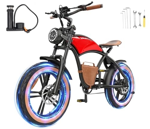 Electric Bike : Electric-Bikes-Adults E-Bikes for Men - 250W Motor Off-Road Fat Tire Ebike with 12.5Ah 48v Battery 25Km / h Electric-Dirt-Mountain-Bike with Leather Bags