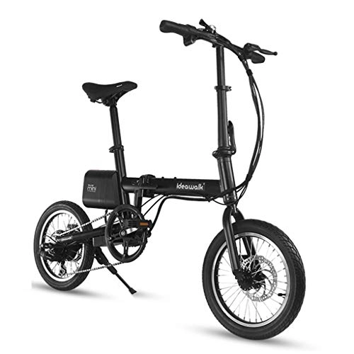 Electric Bike : Electric Bikes Electric bicycle folding electric car 12 inch wheel long cruising range electric vehicle (Color : Black, Size : 70km)