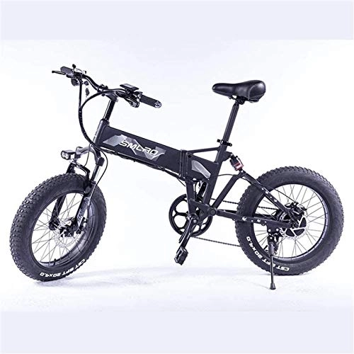 Electric Bike : Electric Bikes, Electric Bicycle Folding Snow Lithium Battery Wide Tire Electric Bicycle Adult Commuter Fitness Aluminum Alloy 350W, Gray, 36V, E-Bike