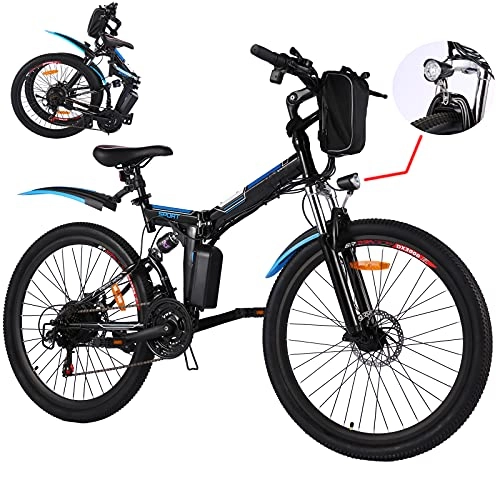 Electric Bike : Electric Bikes Electric Mountain Bike for Adult, 26 Inch Folding E-bike Citybike with 250 W Motor 36V 8AH Removable Lithium Battery 21 speed Gear Double Disc Brakes (Black)