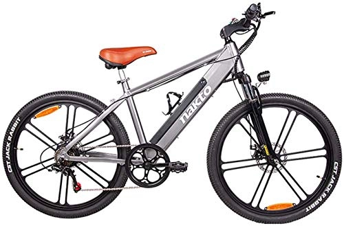 Electric Bike : Electric Bikes, Electric pedal bicycle, fat adult electric mountain bike 6-speed 26-inch magnesium alloy shock absorber front fork, 48V / 10AH battery, 350W motor hybrid power up to 70km , E-Bike