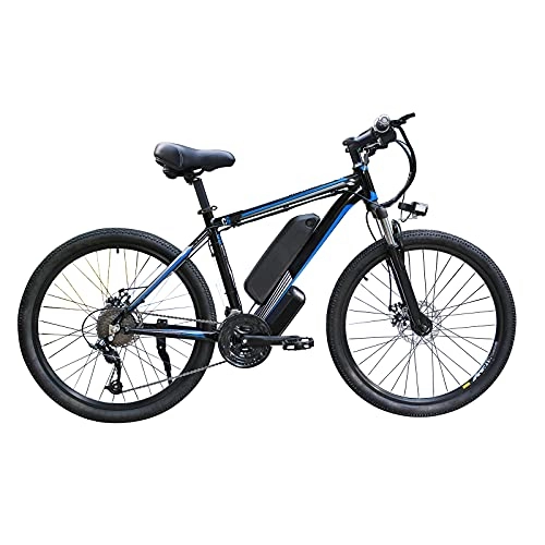 Electric Bike : Electric Bikes for Adult, 26inch Mountain E-Bike 48V 350W / 500W / 1000W 13AH Strong Power Motor Removable Lithium-Ion Battery 21 Speed Electric Bicycles for Men Ladies Travel Commuting (Black Blue, 500W)