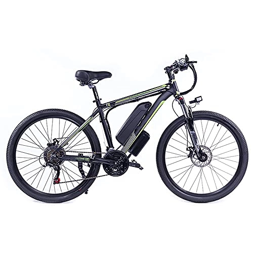 Electric Bike : Electric Bikes for Adult, 26inch Mountain E-Bike 48V 350W / 500W / 1000W 13AH Strong Power Motor Removable Lithium-Ion Battery 21 Speed Electric Bicycles for Men Ladies Travel Commuting (Black Green, 350W)