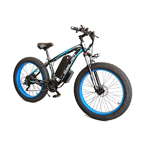 Electric Bike : Electric Bikes For Adult, 4.0 Fat Tire Bike / 350W 48V Super Power Electric Bikes With Removable Lithium Battery And Battery Charger And Three Working Modes With Rear Seat(Color:Black blue)