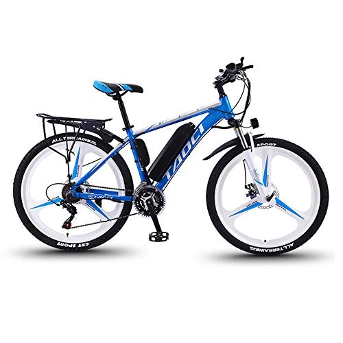 Electric Bike : Electric Bikes for Adult, Magnesium Alloy Ebike Bicycle All Terrain, 26" 36V 350W Removable Lithium-Ion Battery Mountain Ebike, for Mens Outdoor Cycling Travel Work Out And Commuting (Blue, 250W 13A)