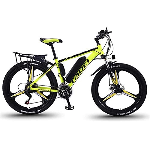 Electric Bike : Electric Bikes for Adult, Magnesium Alloy Ebikes Bicycles All Terrain, 26" 36V 350W Removable Lithium-Ion Battery Mountain Ebike, for Mens Outdoor Cycling Travel Work Out And Commuting, Yellow, 13AH