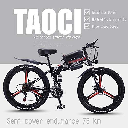 Electric Bike : Electric Bikes for Adult, Magnesium Alloy Ebikes Bicycles All Terrain, 26" 36V 360W Removable Lithium-Ion Battery Mountain Ebike, for Mens Outdoor Cycling Travel Work Out And Commuting