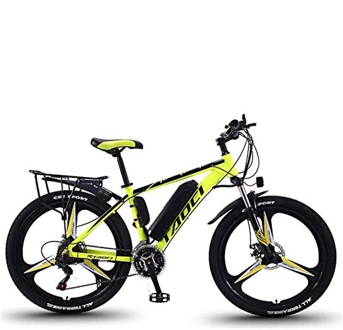 Electric Bike : Electric Bikes for Adult, Mens Mountain Bike, Magnesium Alloy Ebikes Bicycles All Terrain, 26" 36V 350W Removable Lithium-Ion Battery Bicycle Ebike, for Outdoor Cycling Travel Work Out, Yellow, 13Ah80Km