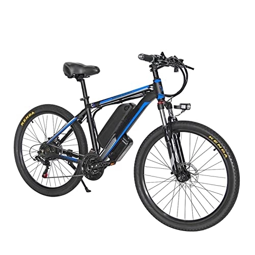 Electric Bike : Electric Bikes for Adults 26" Electric Mountain Bike, 1000W MTB E-bike for Men Battery Electric City Bike Snow Hybrid Bicycle (Color : Blue, Number of speeds : 21)