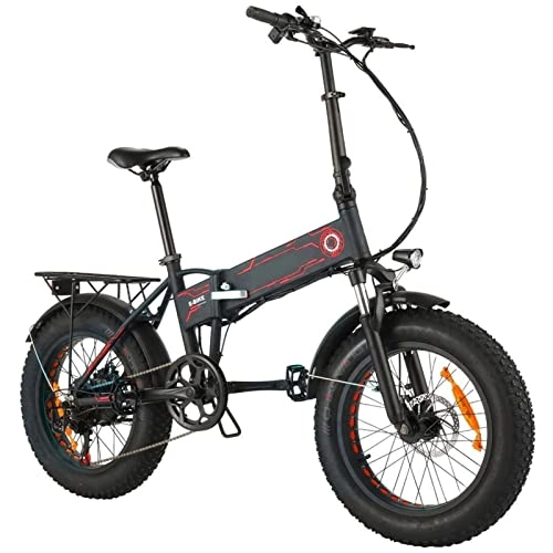 Electric Bike : Electric Bikes for Adults 500w Electric Bike Foldable for Adults 20 Inch Fat Tire Electric Bicycle 36v 12.5ah Mountain Bicycle Detachable Lithium Battery with Led Headlight Ebike (Color : Red)