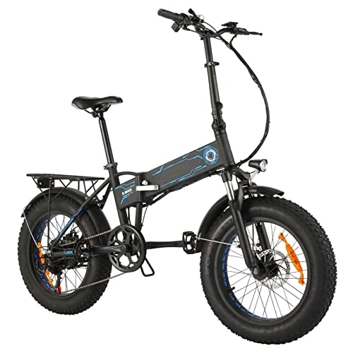 Electric Bike : Electric Bikes for Adults 500W Electric Bike Foldable for Adults 20 Inch Fat Tire Electric Mountain Bicycle 36v 12.5ah Detachable Lithium Battery with Led Headlight Ebike (Color : Blue)