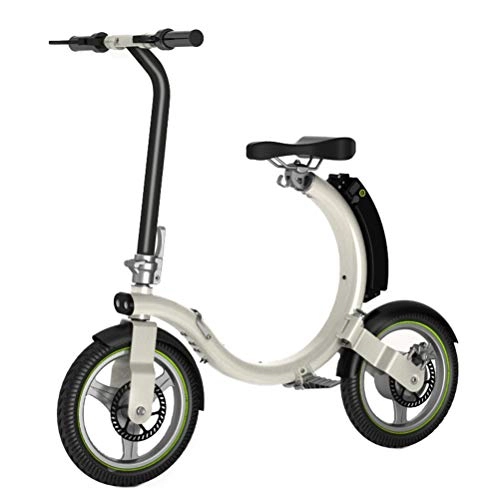 Electric Bike : Electric Bikes for Adults, C-Type Folding E Bikes for Men And Women City Outdoor, 14'' Lightweight Commuting Electric Bicycle, 350W Motor / 36V 5.2Ah, Removable Lithium Battery, White