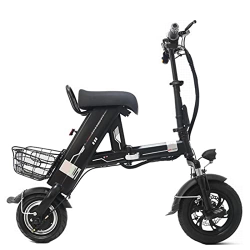 Electric Bike : Electric Bikes for Adults Electric Bike Foldable 2 Seat 500W Electric Bicycles 12 Inch 48V Lightweight Folding Electric Bicycle for Adults Lightweight with Seat