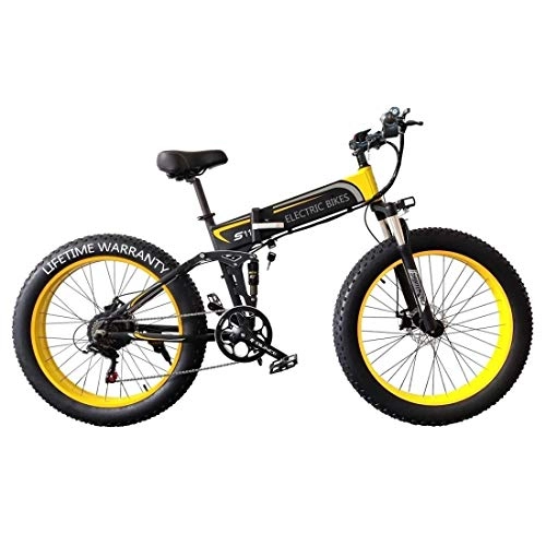 Electric Bike : Electric Bikes for adults, folding bike with Semi-Integrated Battery, 1000W Motor 48V 14.5AH Removable Lithium Battery, 7 speed hybrid, for Outdoor Cycling Travel Work Out