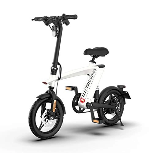 Electric Bike : Electric Bikes for adults, folding bike with Semi-Integrated Battery, 250W Motor 36V 10AH Removable Lithium Battery, 14" Tires, for Outdoor Cycling Travel Work Outwhite