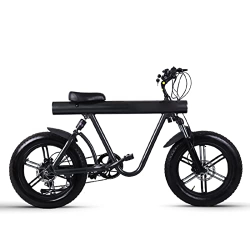 Electric Bike : Electric Bikes for Adults Men Electric Bike Fat Tire 20 Inch Mountain Electric Bicycles for Adults 750w High Speed Motor 48v Lithium Battery E Bike (Color : Black)