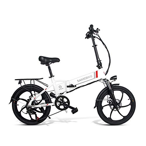 Electric Bike : Electric Bikes For Adults Men Women Folding Frame 48V 10Ah Strong Battery 350W Motor Portable E Bikes (White)