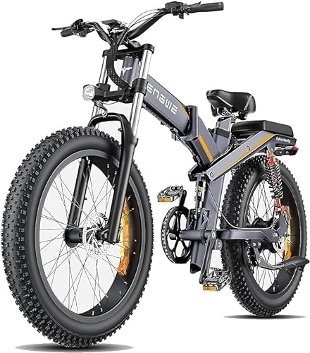 Electric Bike : Electric Bikes for Adults, X24 Folding Electric Bike for Adults - Battery 48V29.2AH Long Range 150 km, 24 Inch × 4.0 Fat Tire All Terrain E-Bike, Shimano 8 Gear, Triple Suspension
